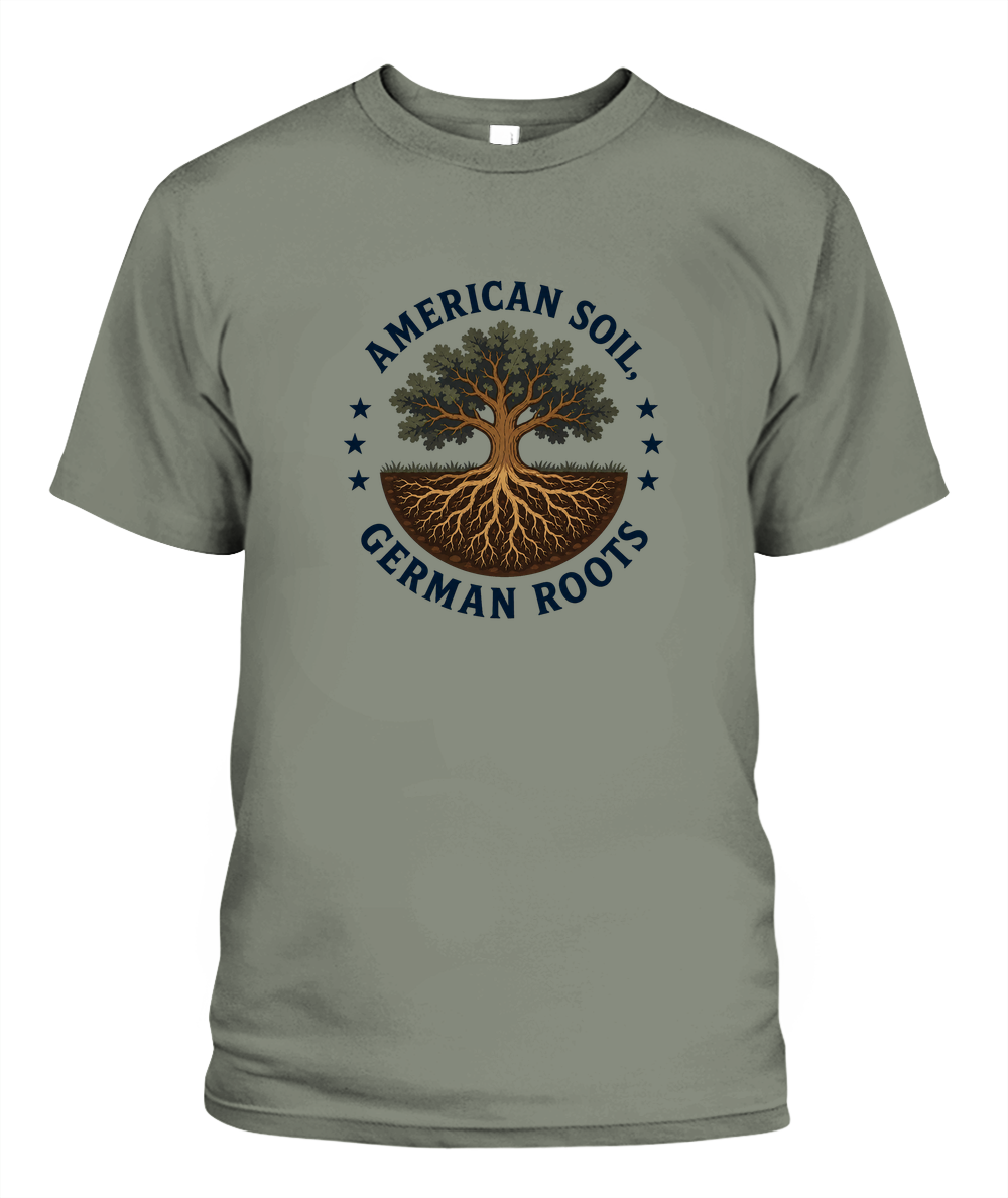 American Soil, German Roots — T-Shirt in Moss