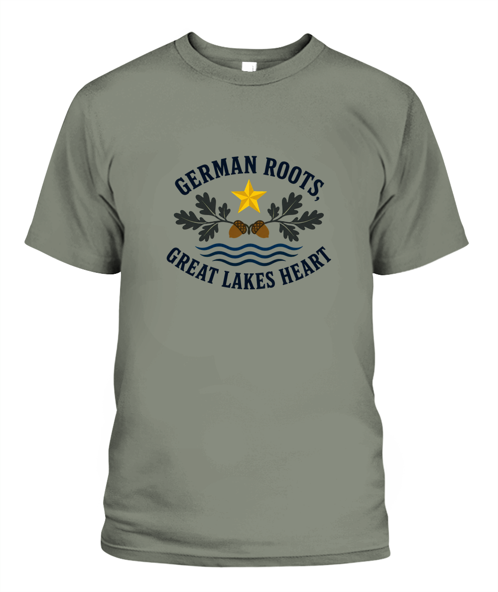German Roots, Great Lakes Heart — T-Shirt in Moss