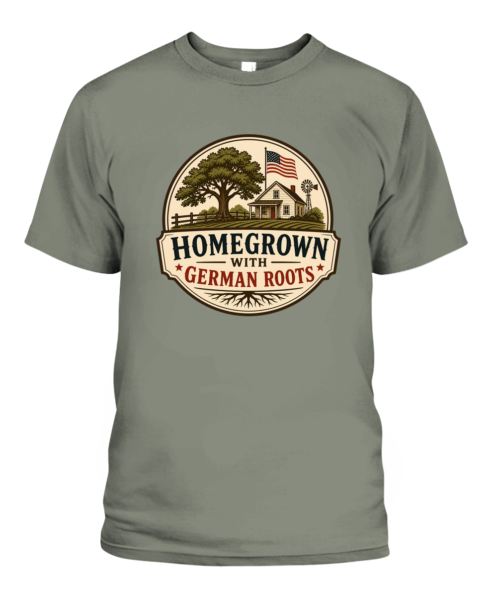 Homegrown With German Roots — T-Shirt in Moss