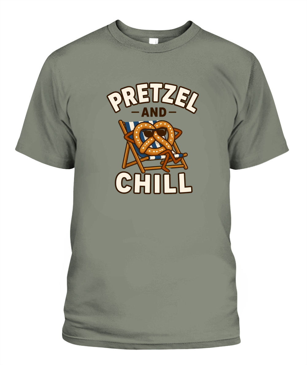 Pretzel And Chill — T-Shirt in Moss