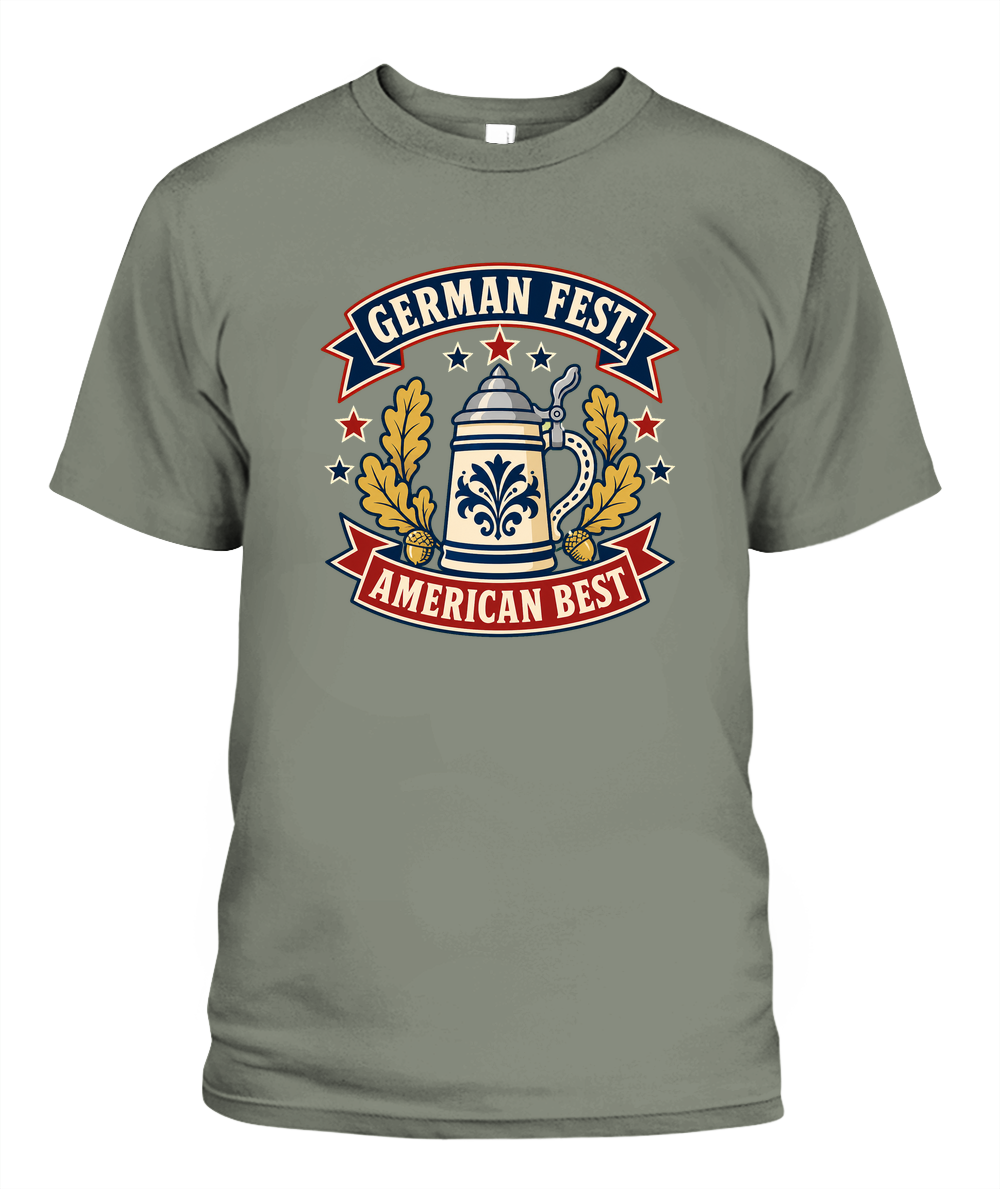 German Fest, American Best — T-Shirt in Moss