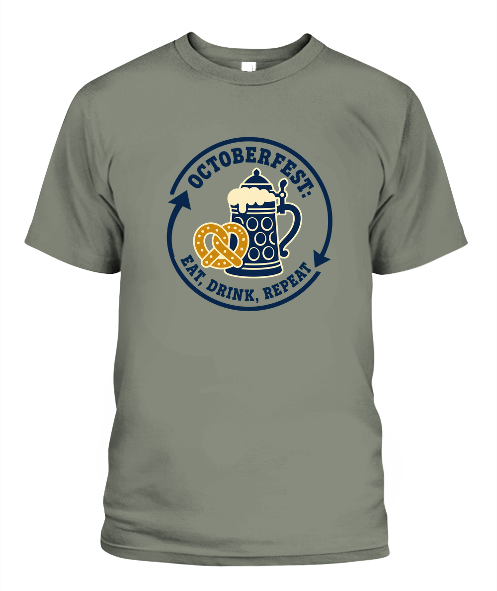 Octoberfest: Eat, Drink, Repeat — T-Shirt in Moss