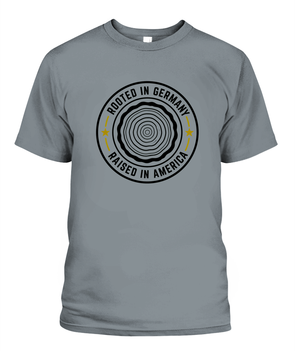 Rooted In Germany, Raised In America — T-Shirt in Granite