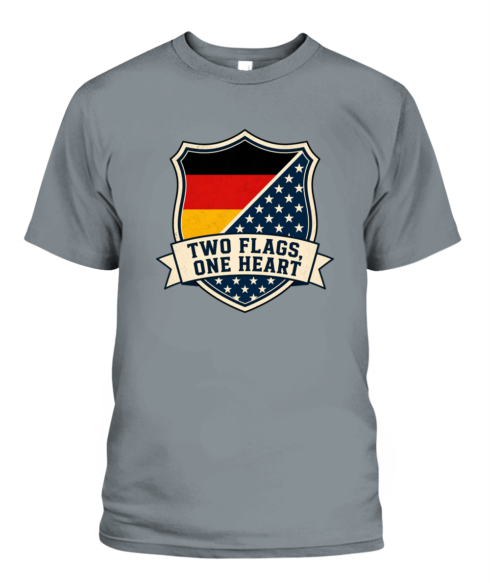 Two Flags, One Heart — T-Shirt in Granite