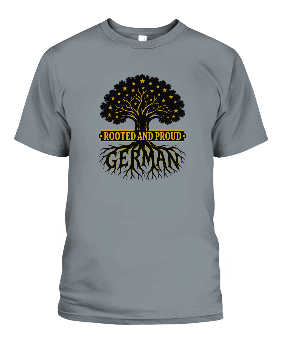 Rooted And Proud German — T-Shirt in Granite