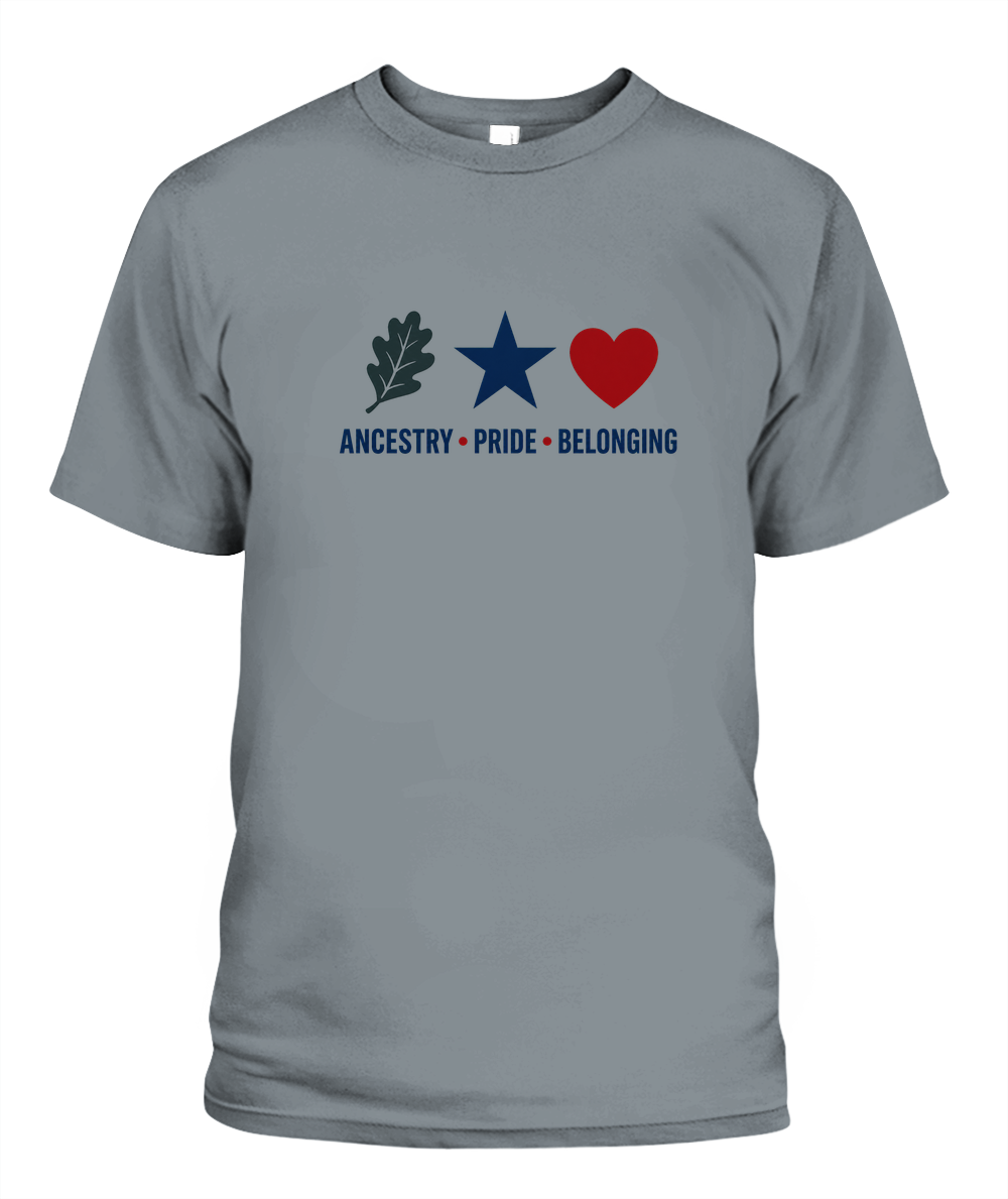 Ancestry, Pride, Belonging — T-Shirt in Granite