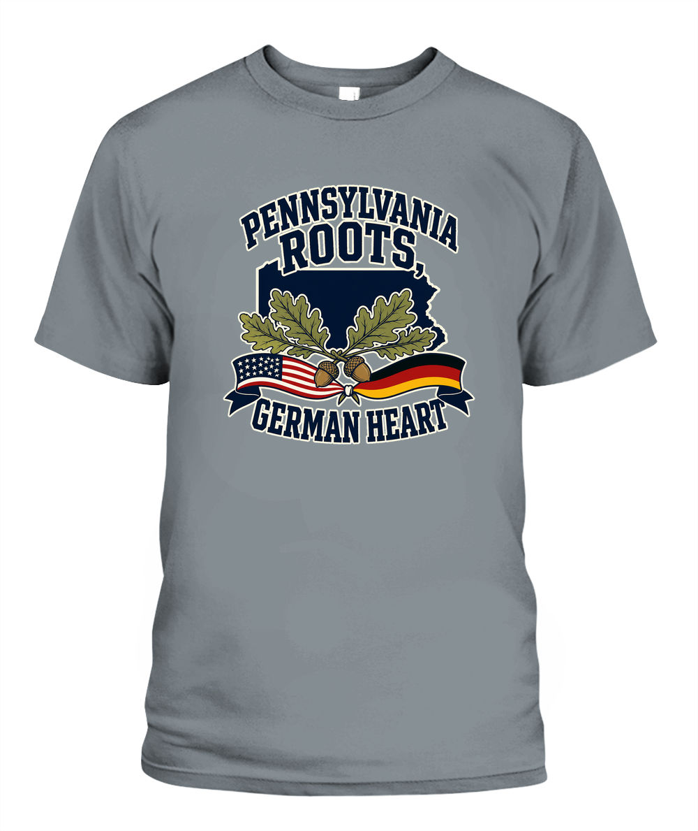 Pennsylvania Roots, German Heart — T-Shirt in Granite