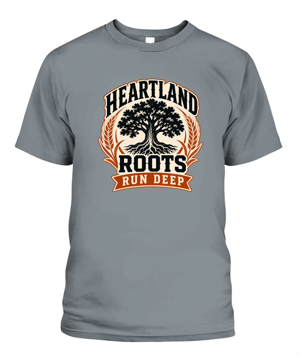 Heartland Roots Run Deep — T-Shirt in Granite