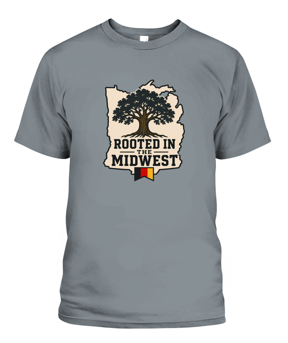 Rooted In The Midwest — T-Shirt in Granite