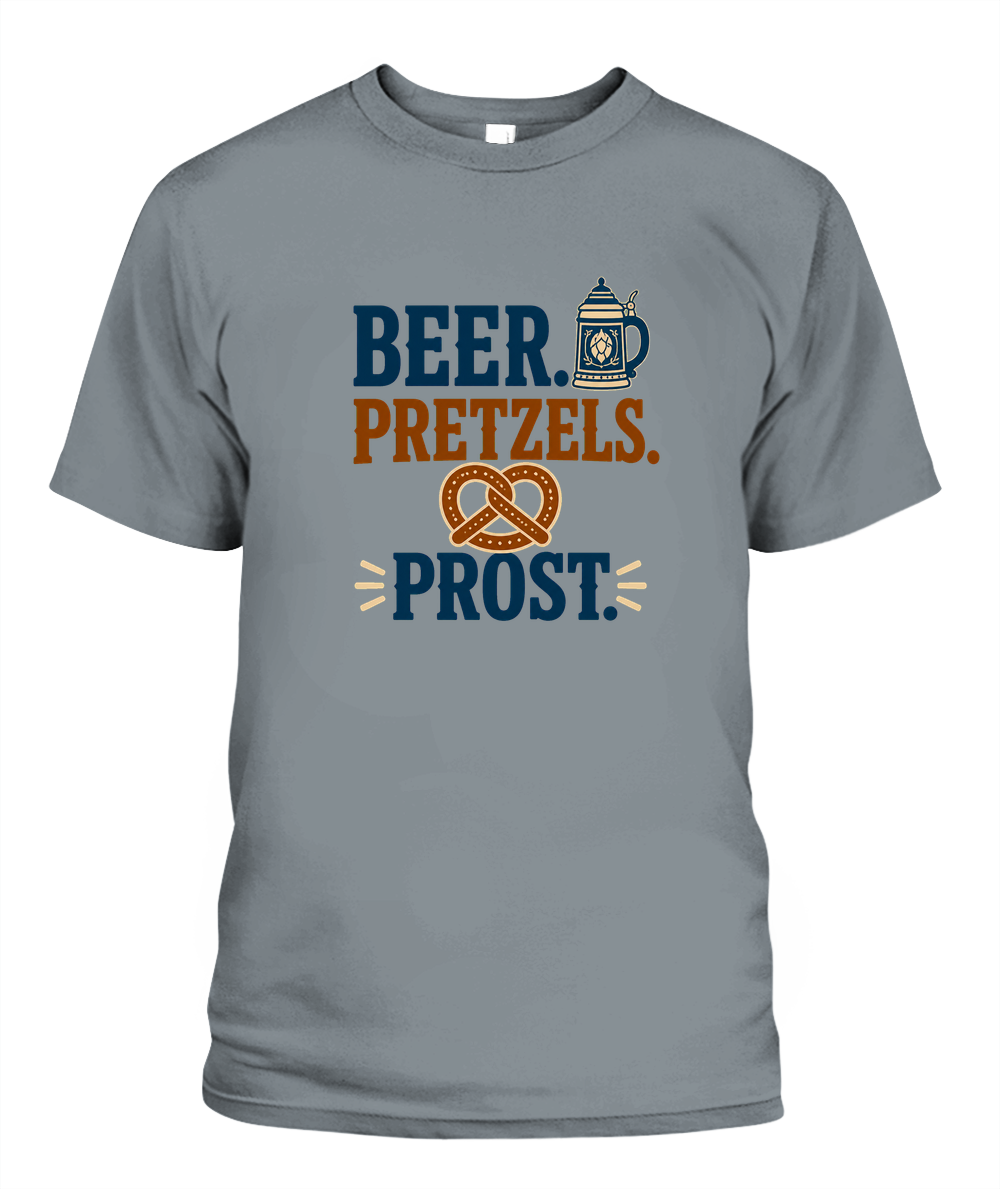 Beer. Pretzels. Prost. — T-Shirt in Granite