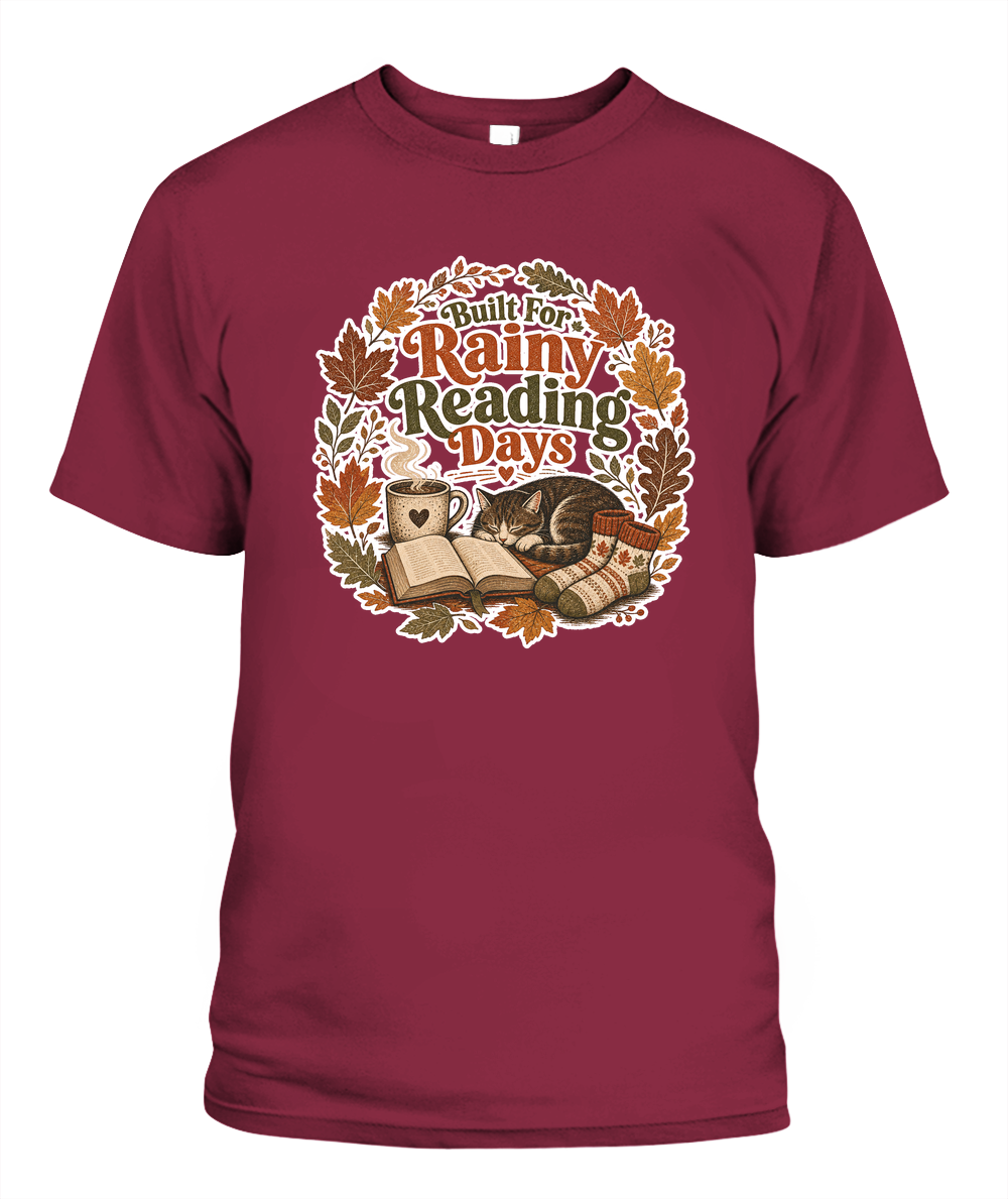 Built for Rainy Reading Days Book Lover T-Shirt | Reading Gift