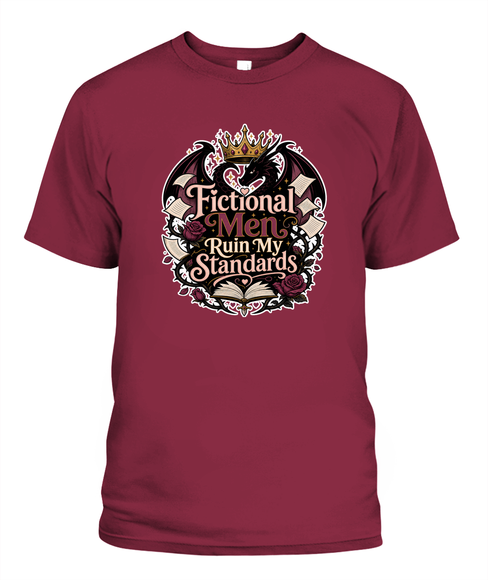 Fictional Men Ruin my Standards Book Lover T-Shirt | Reading Gift