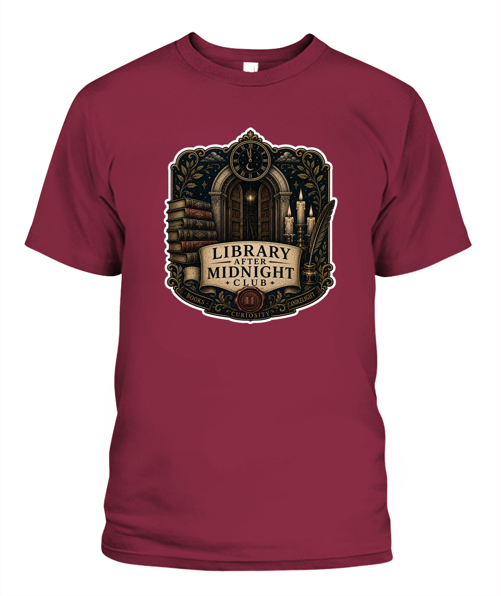 Library After Midnight Club Book Lover T-Shirt | Reading Gift