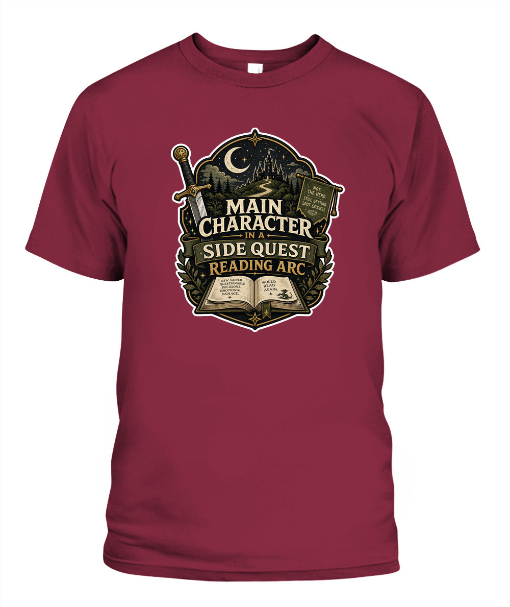 Main Character in a Side Quest Reading Arc Book Lover T-Shirt | Reading Gift