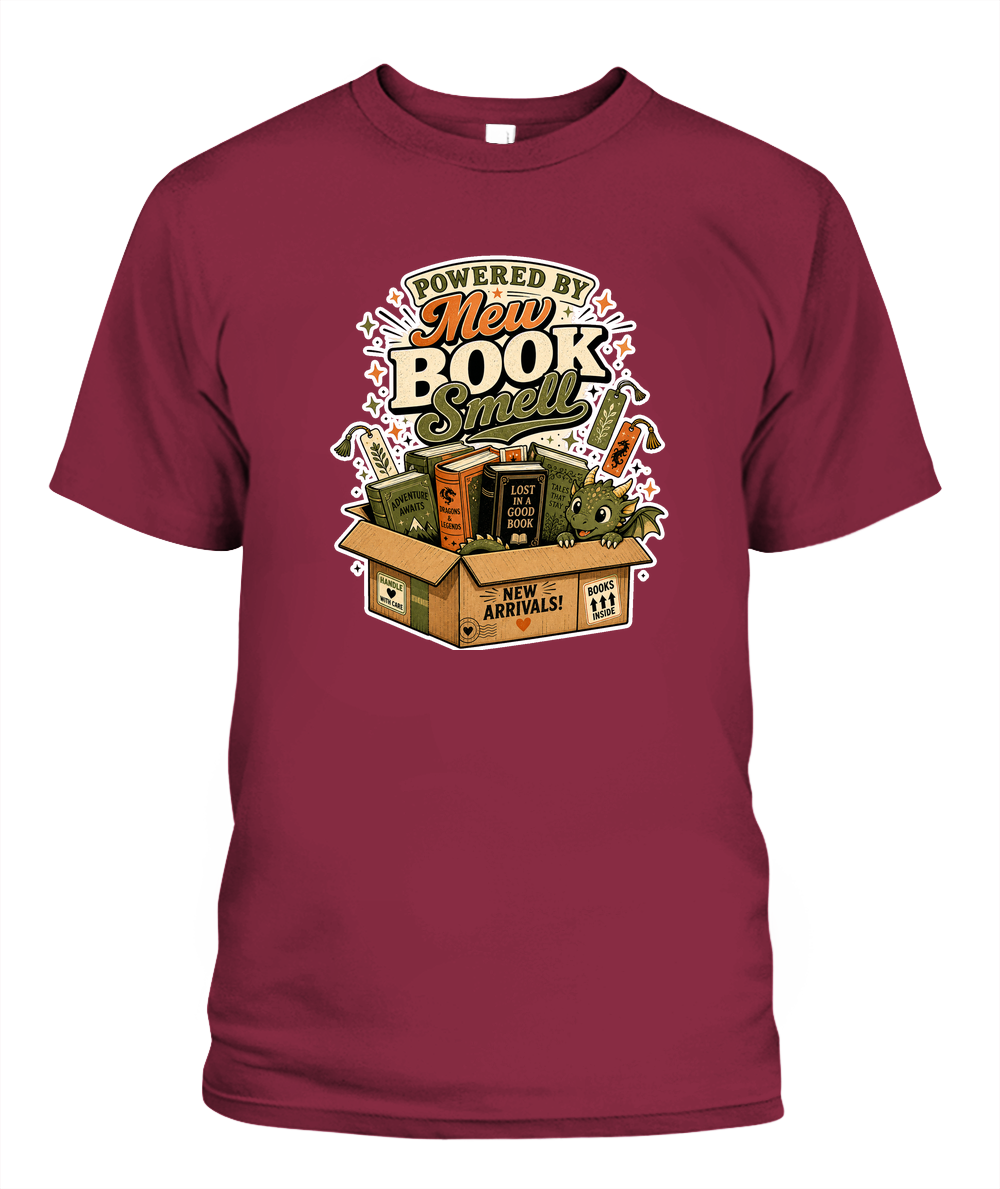 Powered by New Book Smell Book Lover T-Shirt | Reading Gift