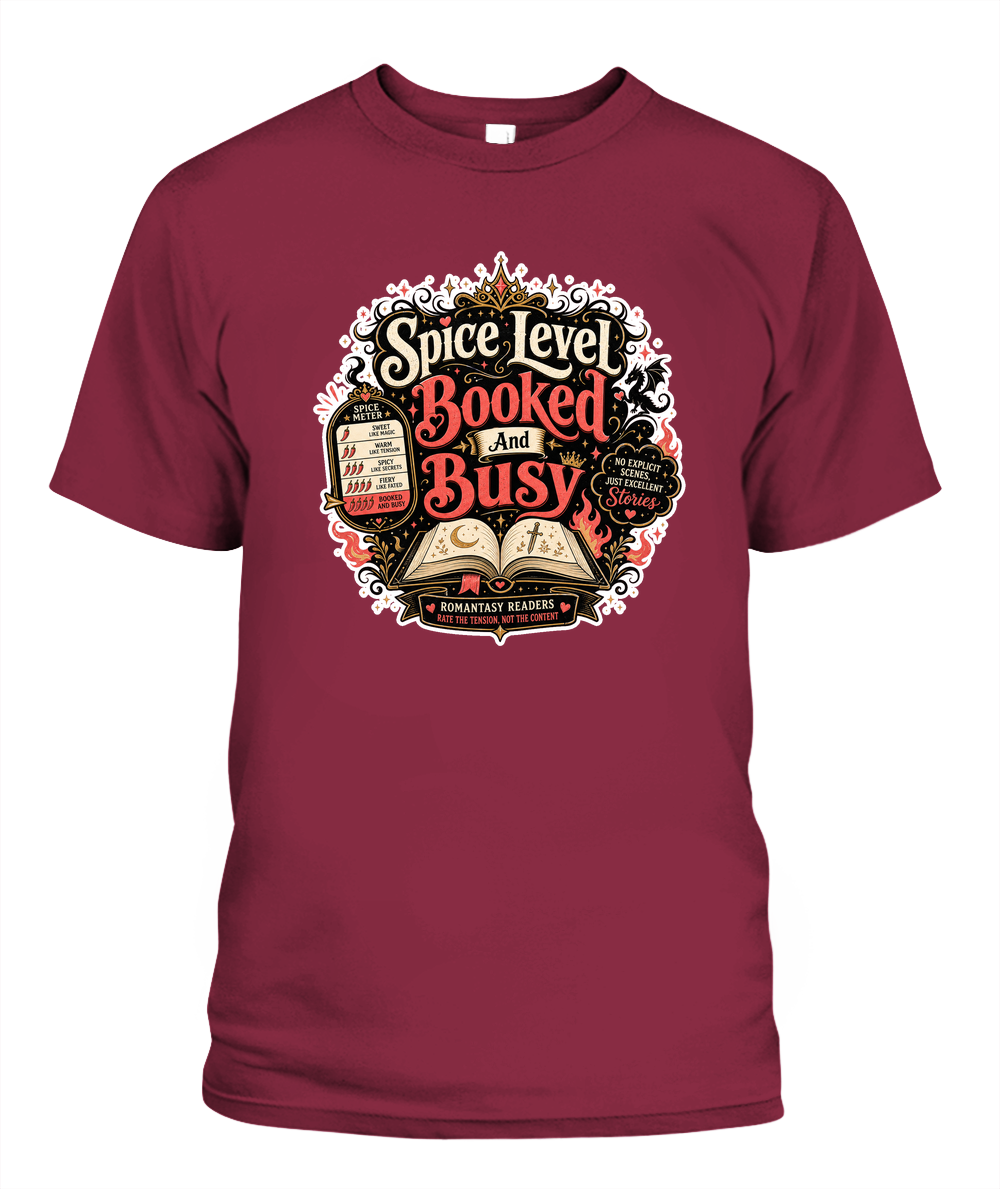 Spice Level Booked and Busy Book Lover T-Shirt | Reading Gift
