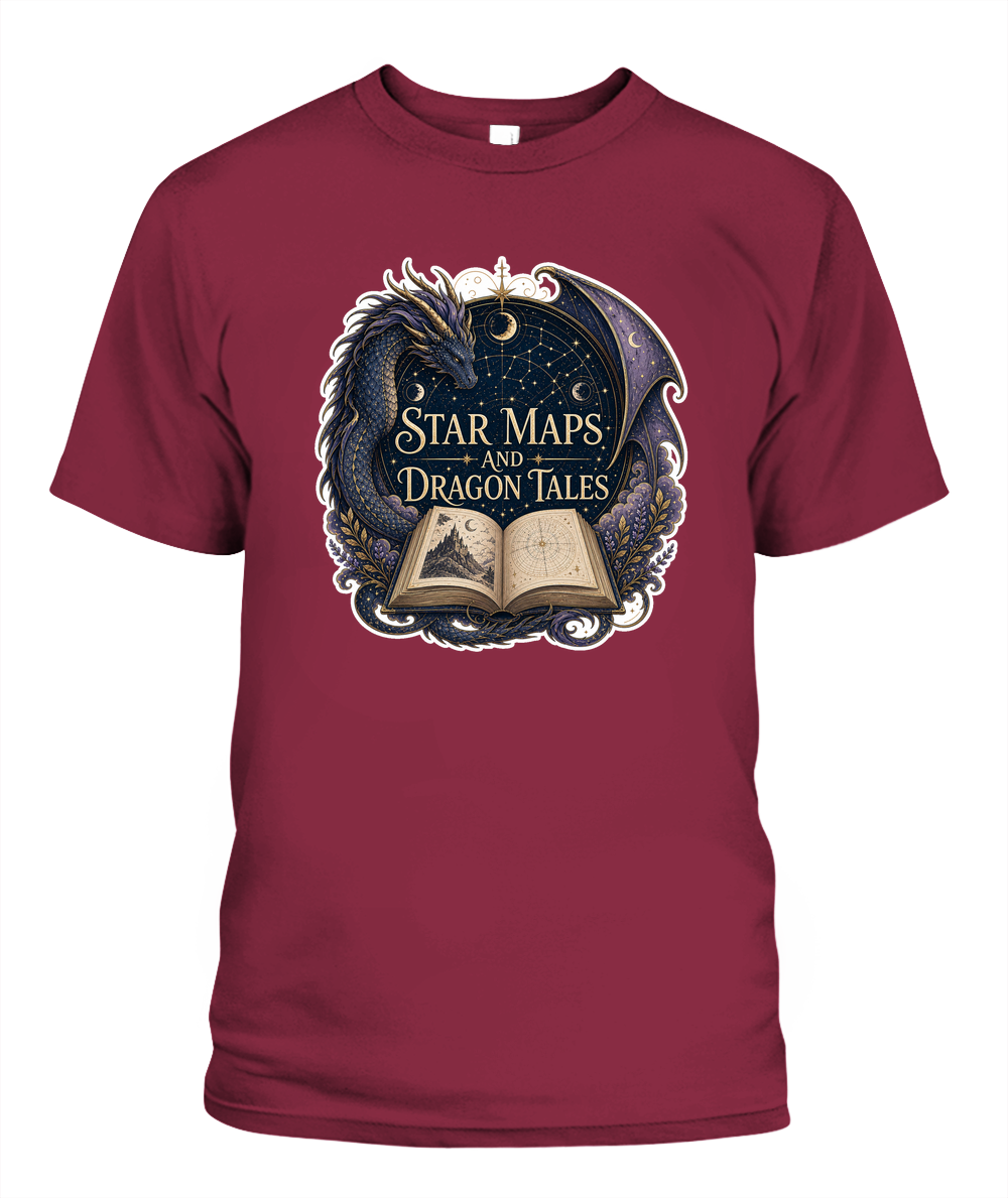 Star Maps and Dragon Tales Book Lover T-Shirt | Reading Gift