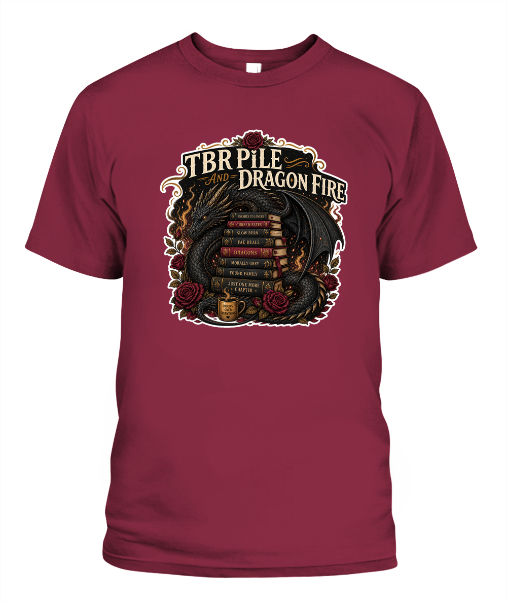 Tbr Pile and Dragon Fire Book Lover T-Shirt | Reading Gift