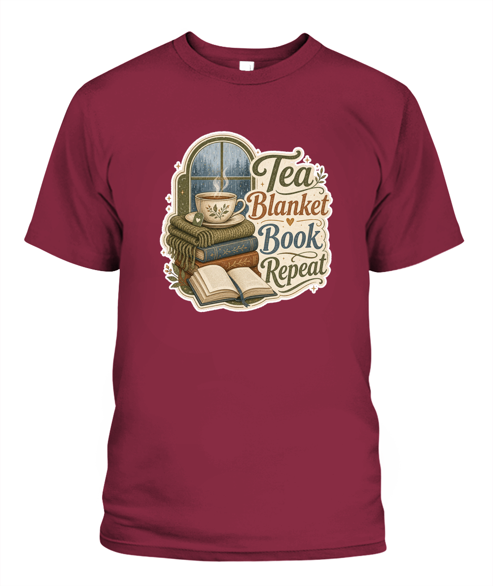 Tea Blanket Book Repeat Book Lover T-Shirt | Reading Gift