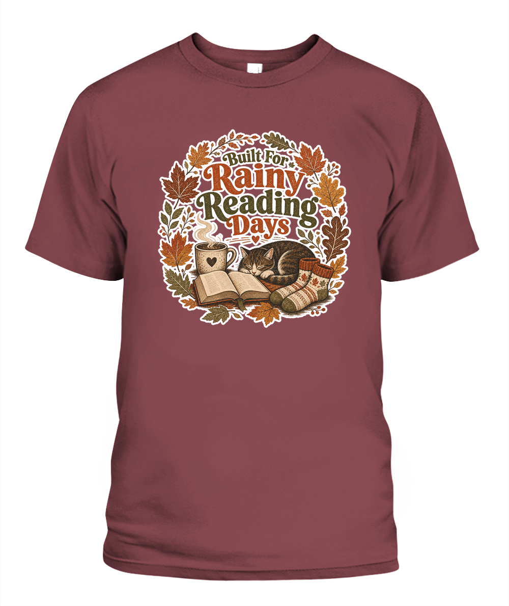 Built for Rainy Reading Days Book Lover T-Shirt | Reading Gift