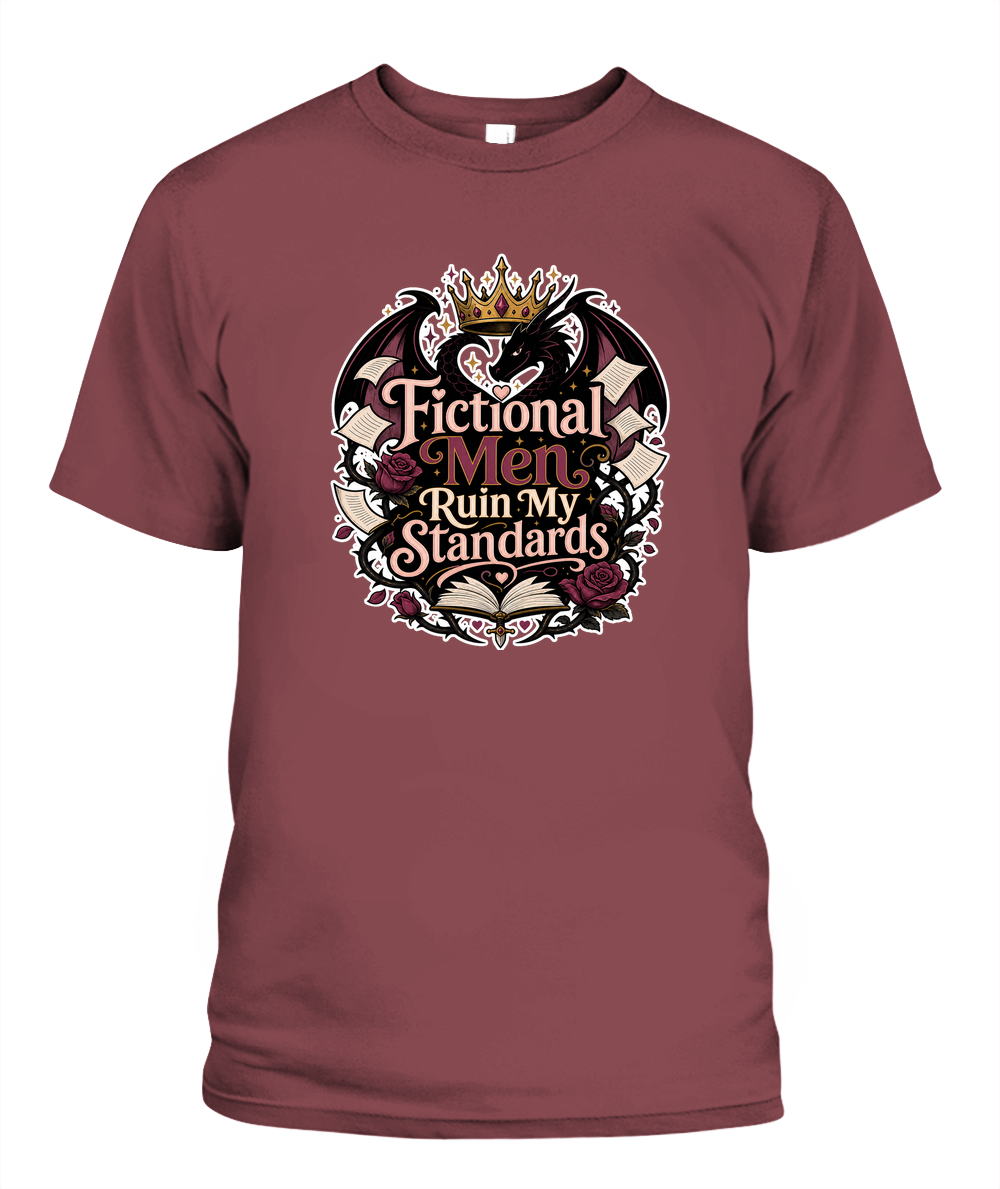 Fictional Men Ruin my Standards Book Lover T-Shirt | Reading Gift
