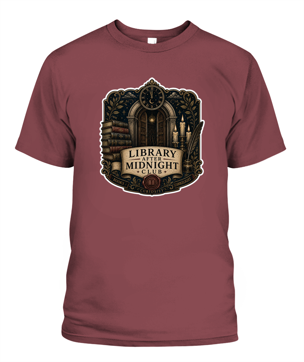 Library After Midnight Club Book Lover T-Shirt | Reading Gift