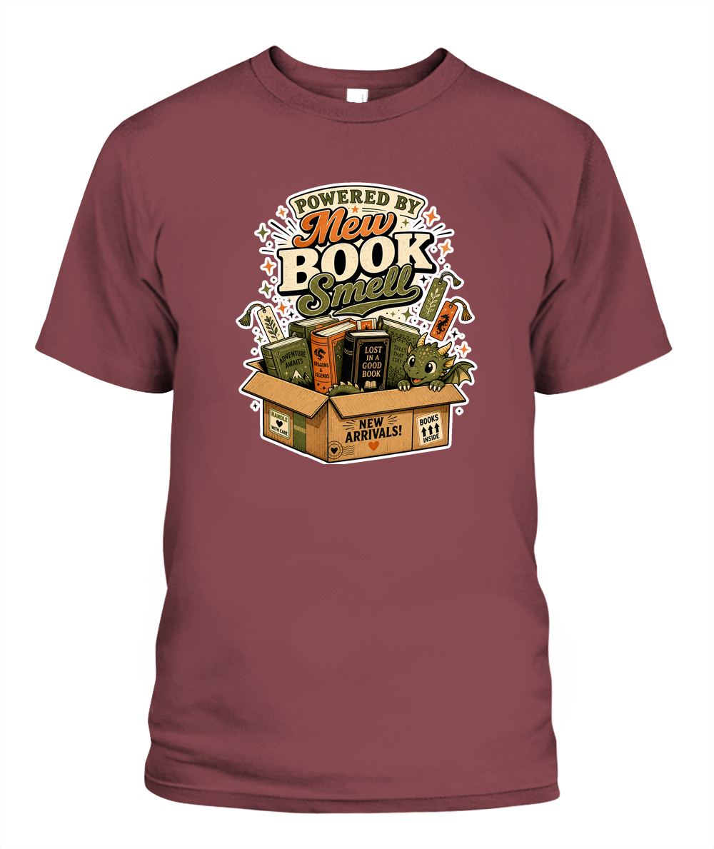 Powered by New Book Smell Book Lover T-Shirt | Reading Gift
