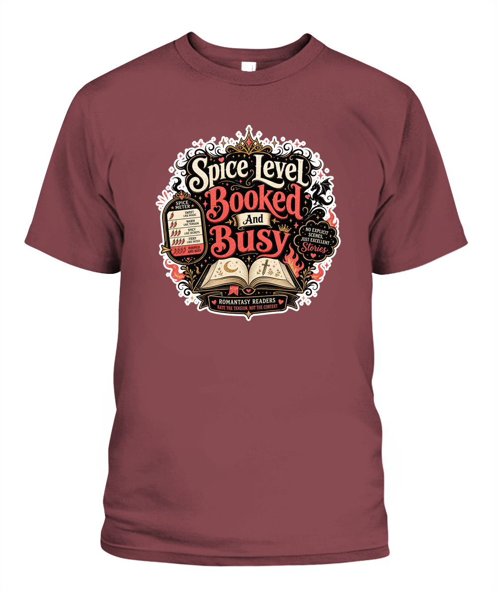Spice Level Booked and Busy Book Lover T-Shirt | Reading Gift