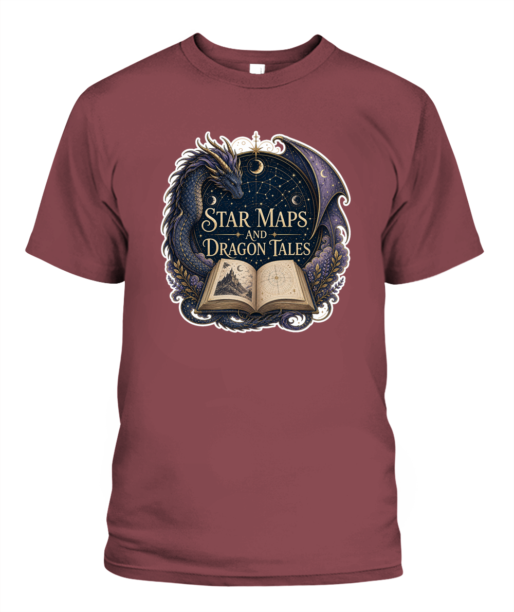 Star Maps and Dragon Tales Book Lover T-Shirt | Reading Gift