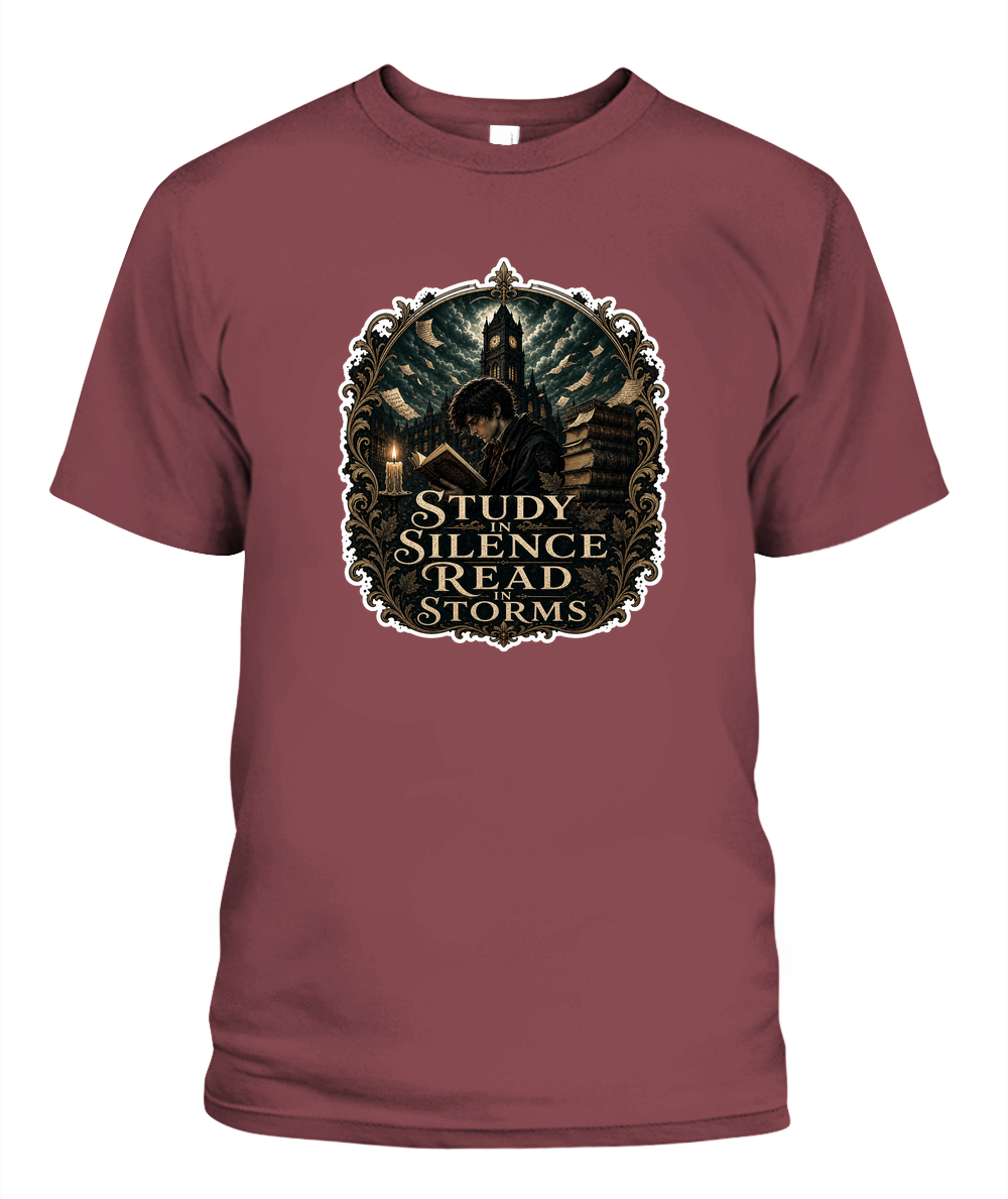 Study in Silence Read in Storms Book Lover T-Shirt | Reading Gift