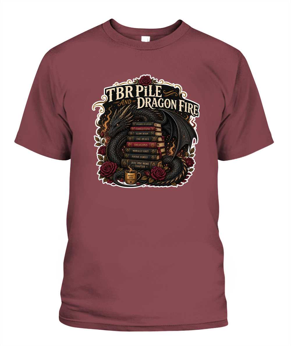 Tbr Pile and Dragon Fire Book Lover T-Shirt | Reading Gift