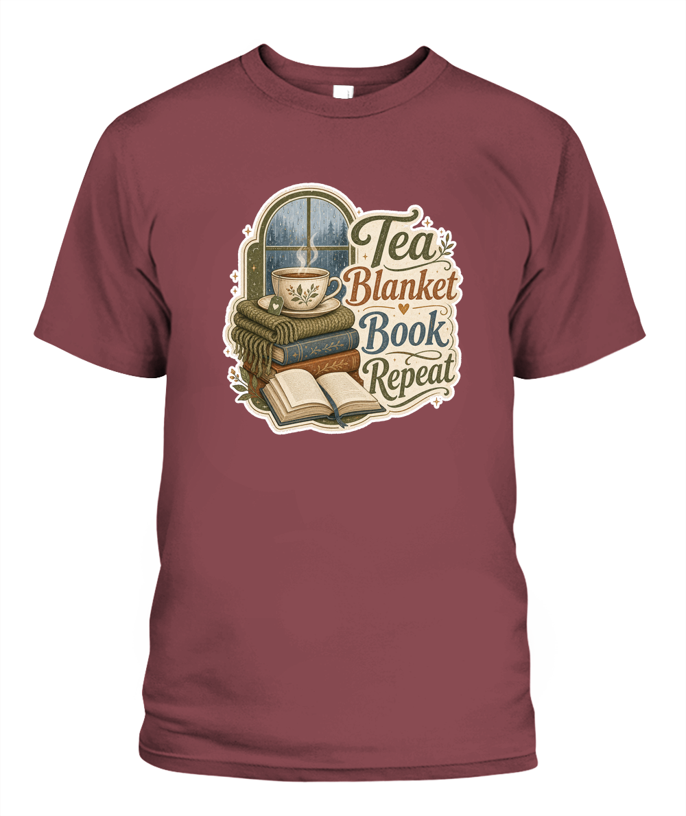 Tea Blanket Book Repeat Book Lover T-Shirt | Reading Gift