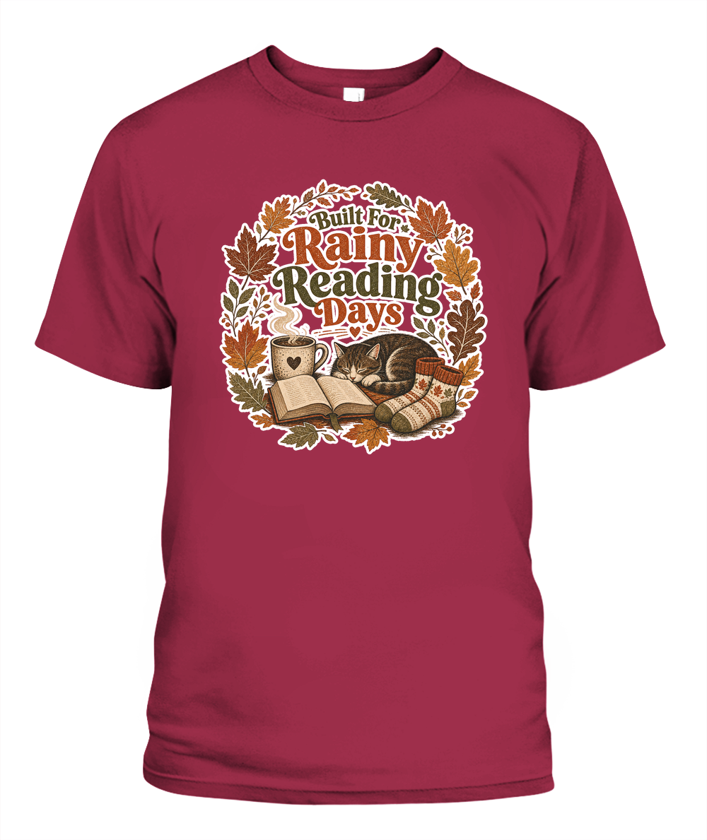 Built for Rainy Reading Days Book Lover T-Shirt | Reading Gift