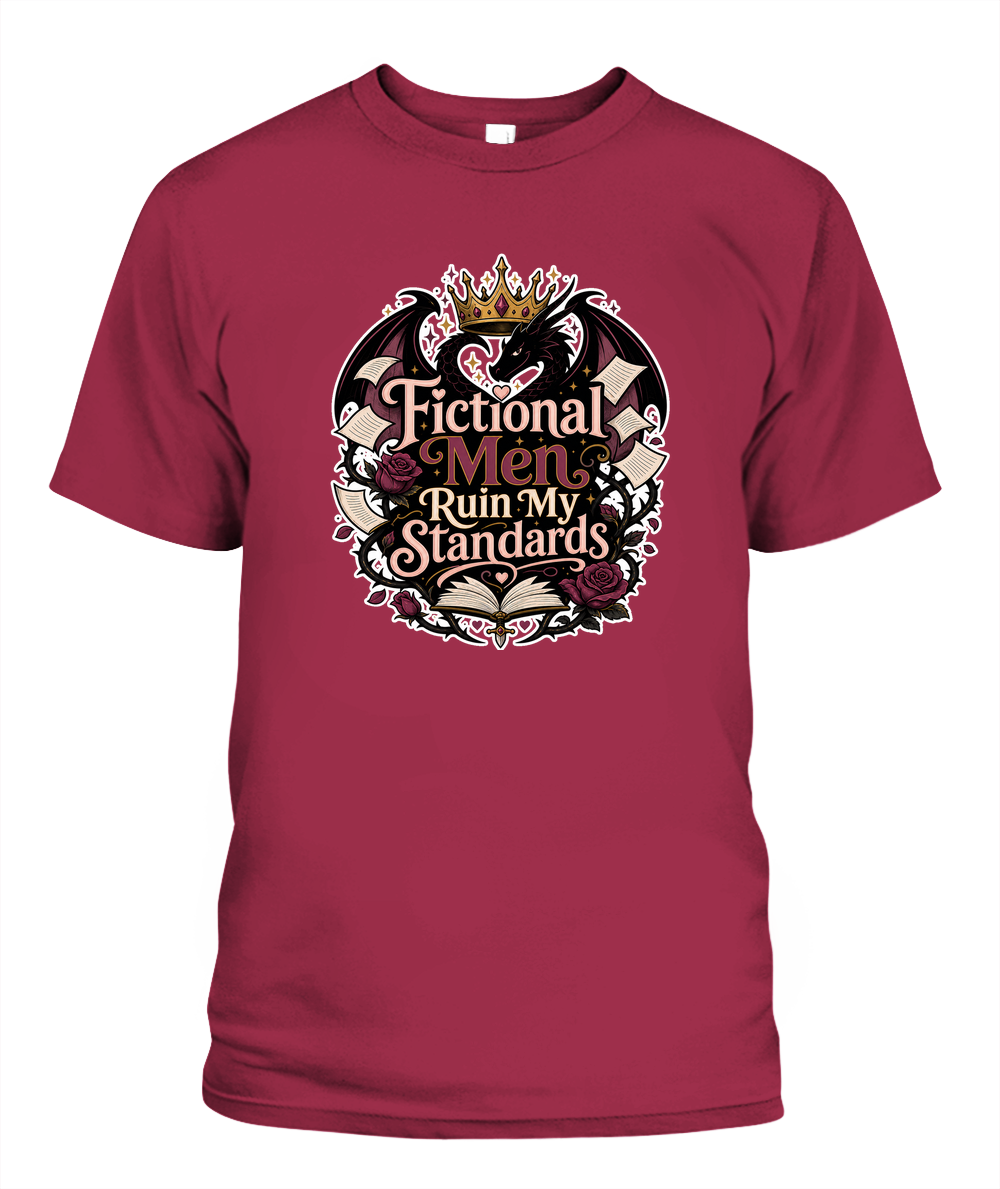 Fictional Men Ruin my Standards Book Lover T-Shirt | Reading Gift