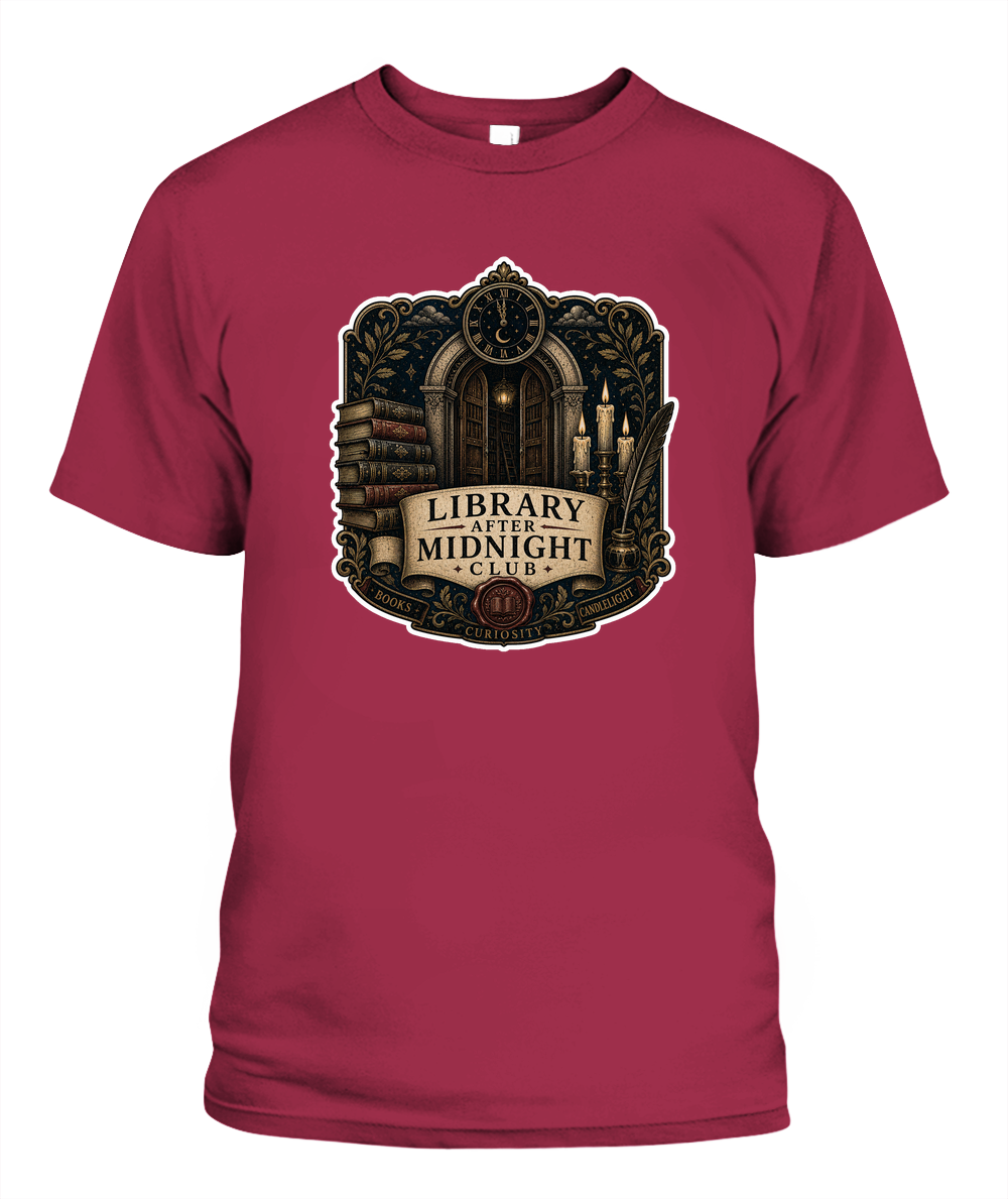 Library After Midnight Club Book Lover T-Shirt | Reading Gift
