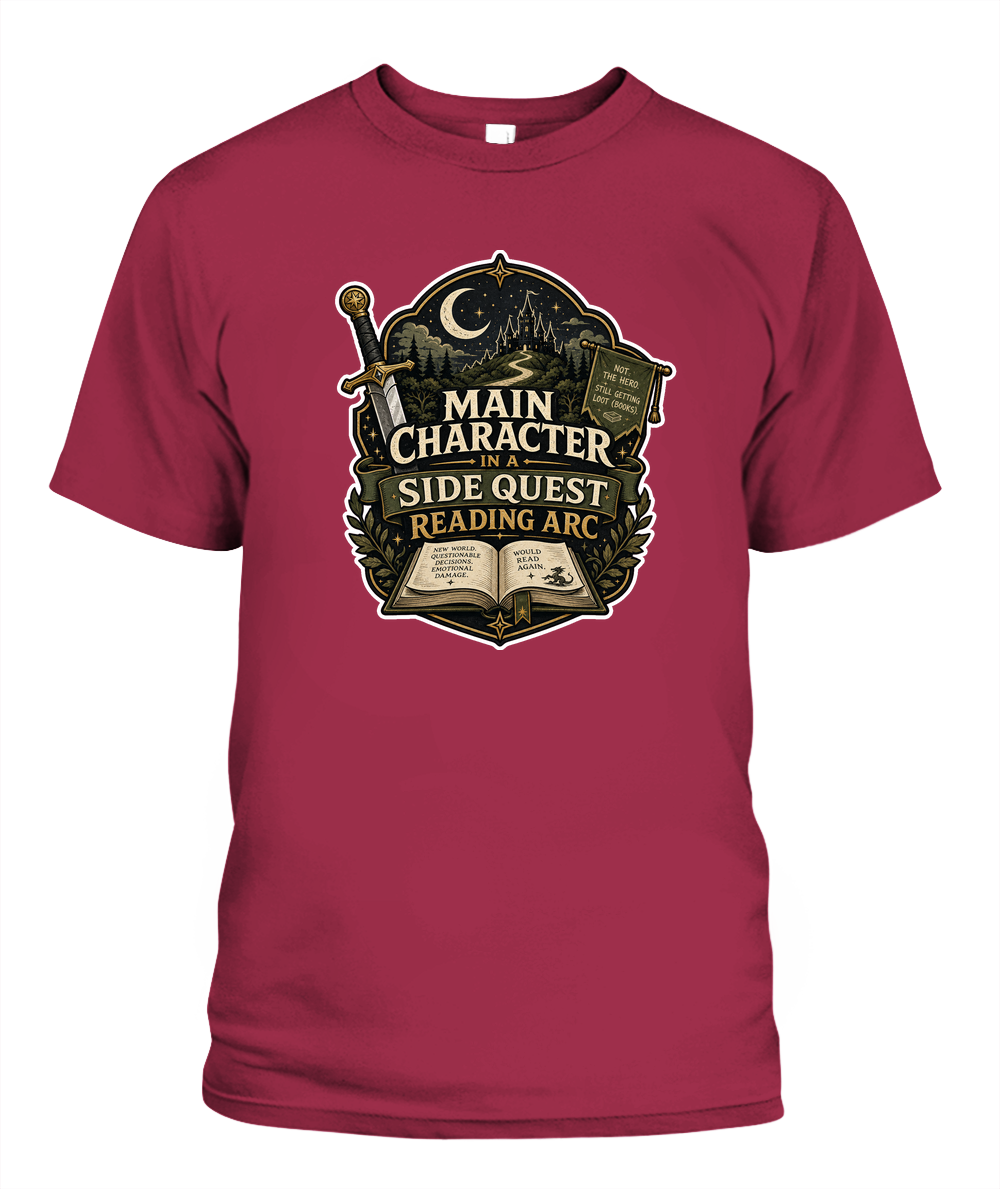 Main Character in a Side Quest Reading Arc Book Lover T-Shirt | Reading Gift