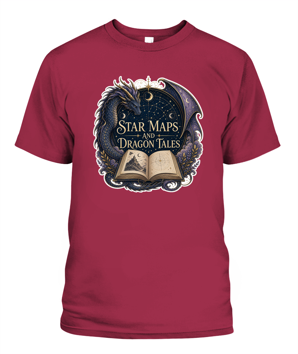 Star Maps and Dragon Tales Book Lover T-Shirt | Reading Gift