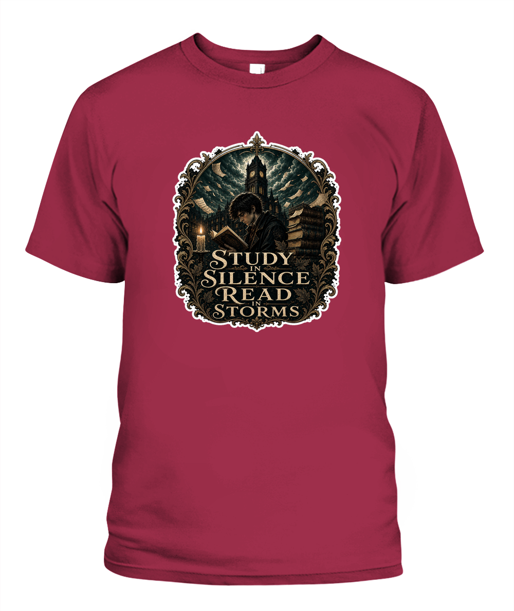 Study in Silence Read in Storms Book Lover T-Shirt | Reading Gift