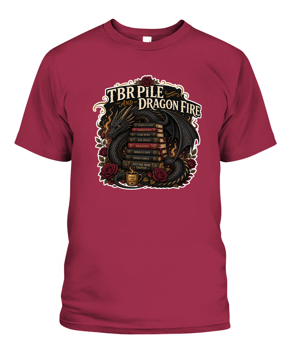 Tbr Pile and Dragon Fire Book Lover T-Shirt | Reading Gift