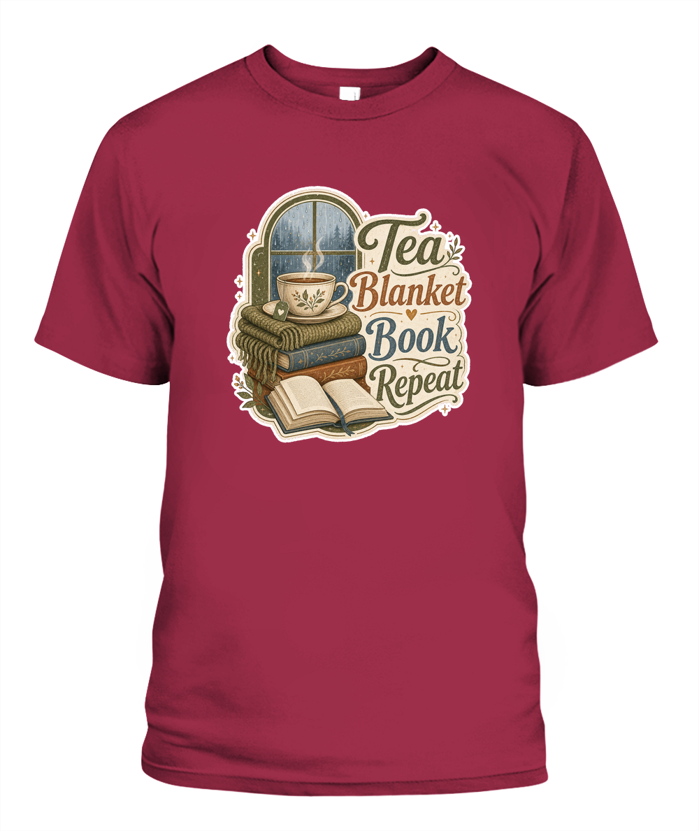 Tea Blanket Book Repeat Book Lover T-Shirt | Reading Gift