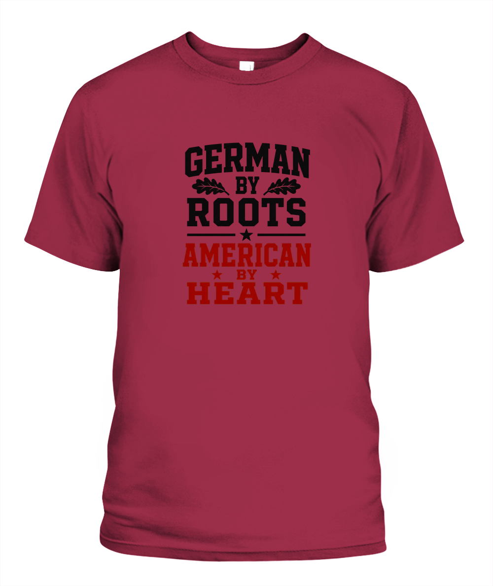 German By Roots, American By Heart — T-Shirt in Crimson