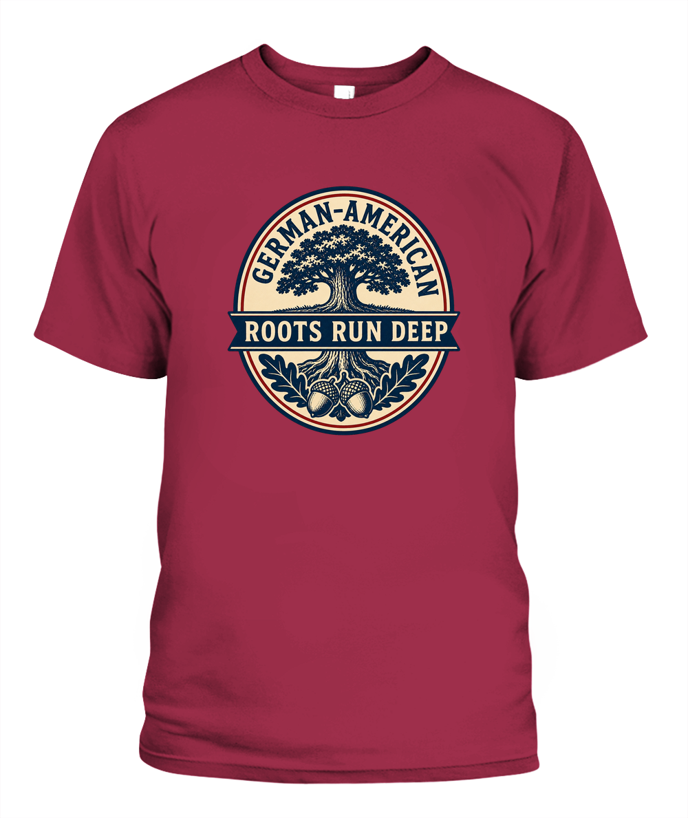 German-American Roots Run Deep — T-Shirt in Crimson