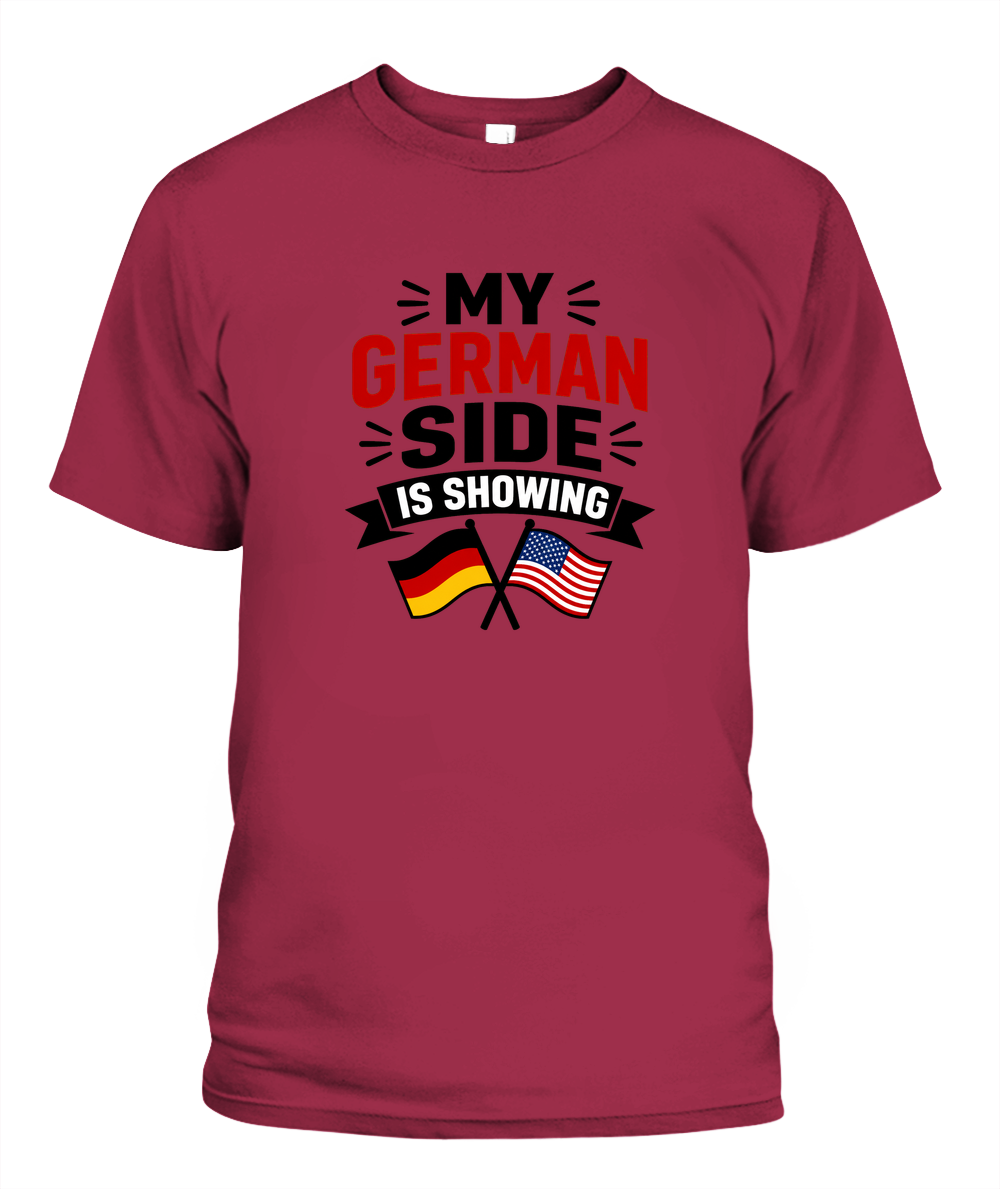 My German Side Is Showing — T-Shirt in Crimson
