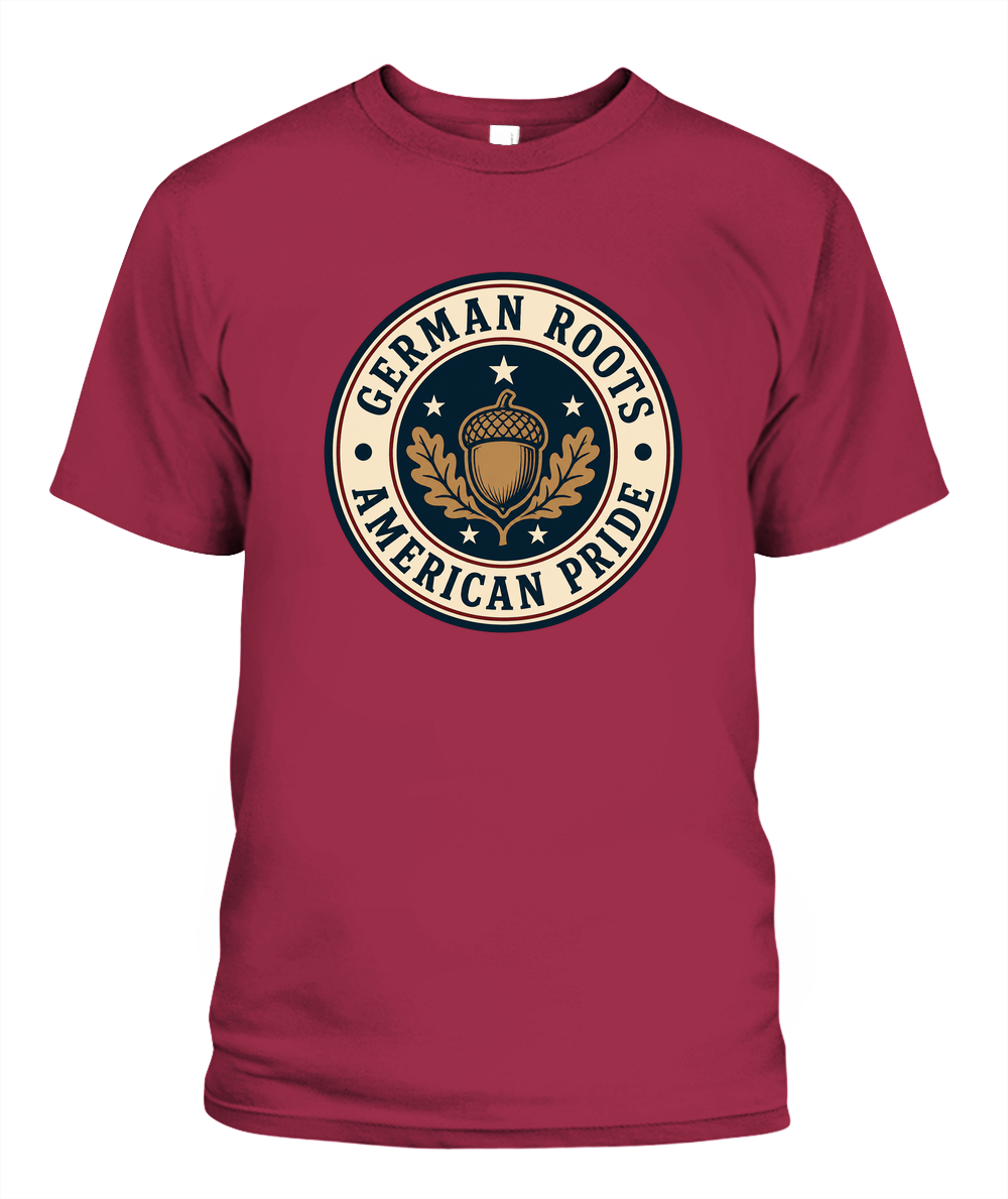 German Roots, American Pride — T-Shirt in Crimson