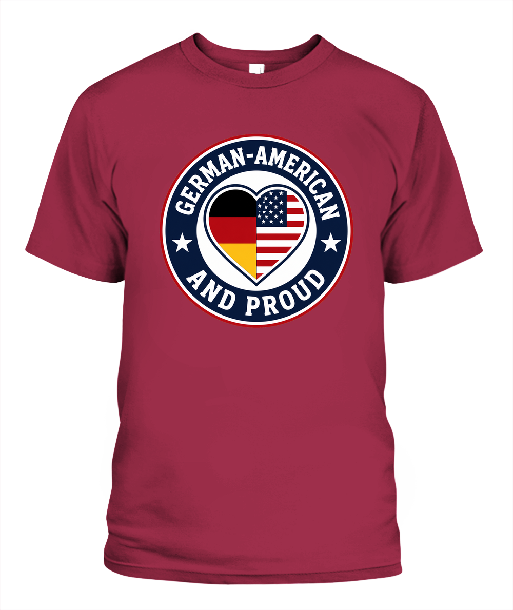 German-American And Proud — T-Shirt in Crimson