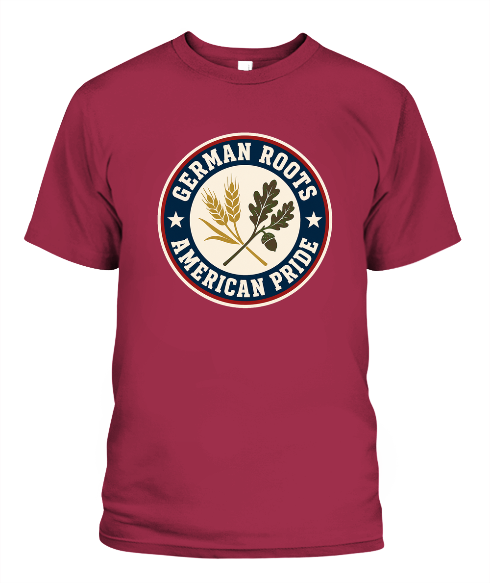 German Roots, American Pride — T-Shirt in Crimson