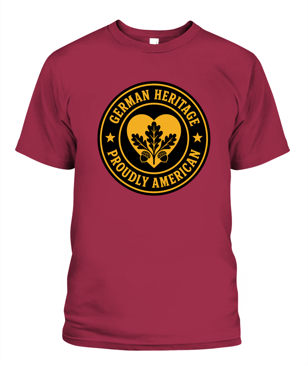German Heritage, Proudly American — T-Shirt in Crimson