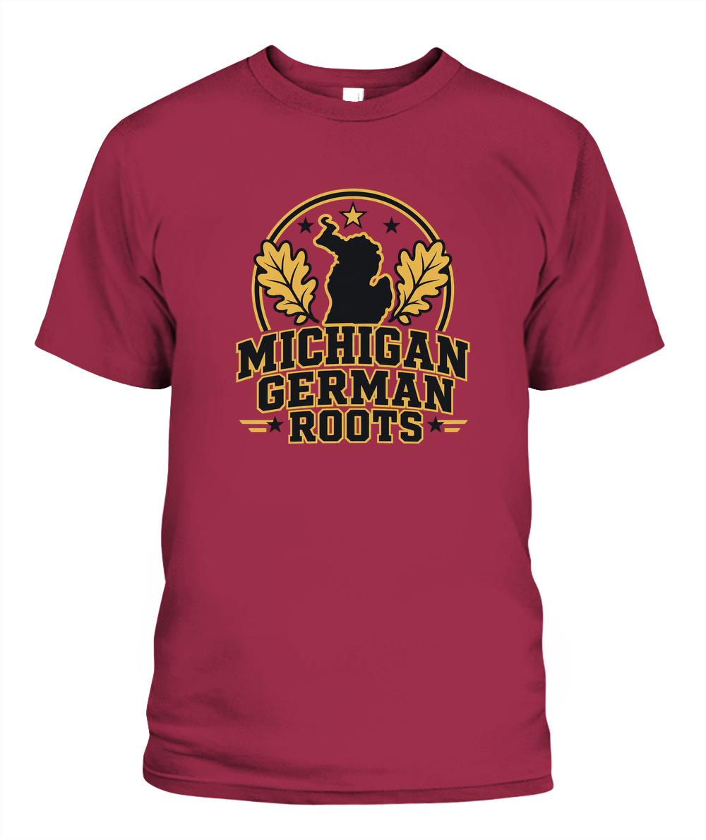 Michigan German Roots — T-Shirt in Crimson