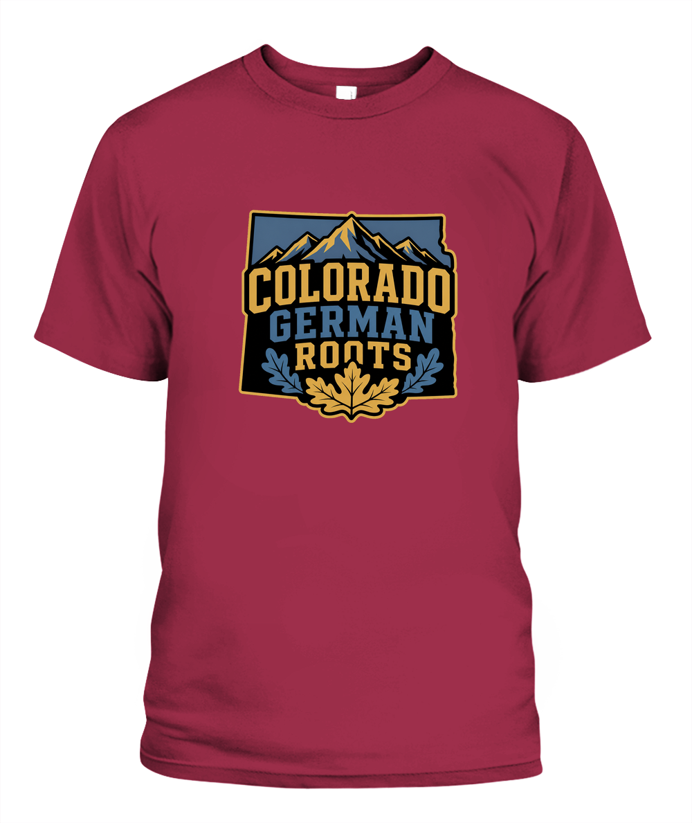 Colorado German Roots — T-Shirt in Crimson