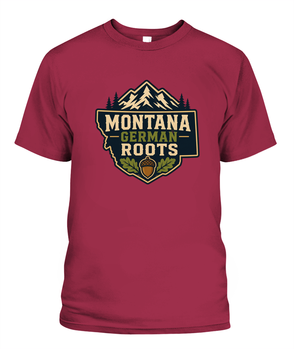 Montana German Roots — T-Shirt in Crimson